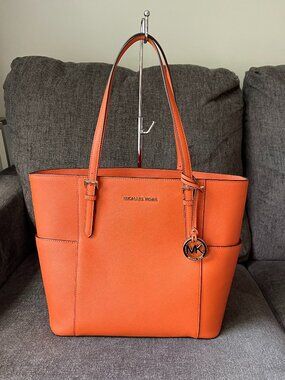 MICHAEL Michael Kors Jet Set Travel Leather Top-Zip Tote Bag NWT